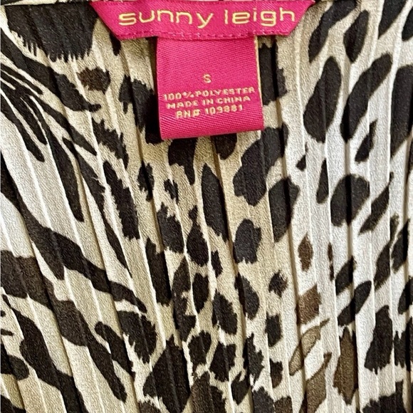 Sunny Leigh Animal Print Dress Sz S Sheer Chiffon Pleated Baddie Office Siren - Picture 11 of 13